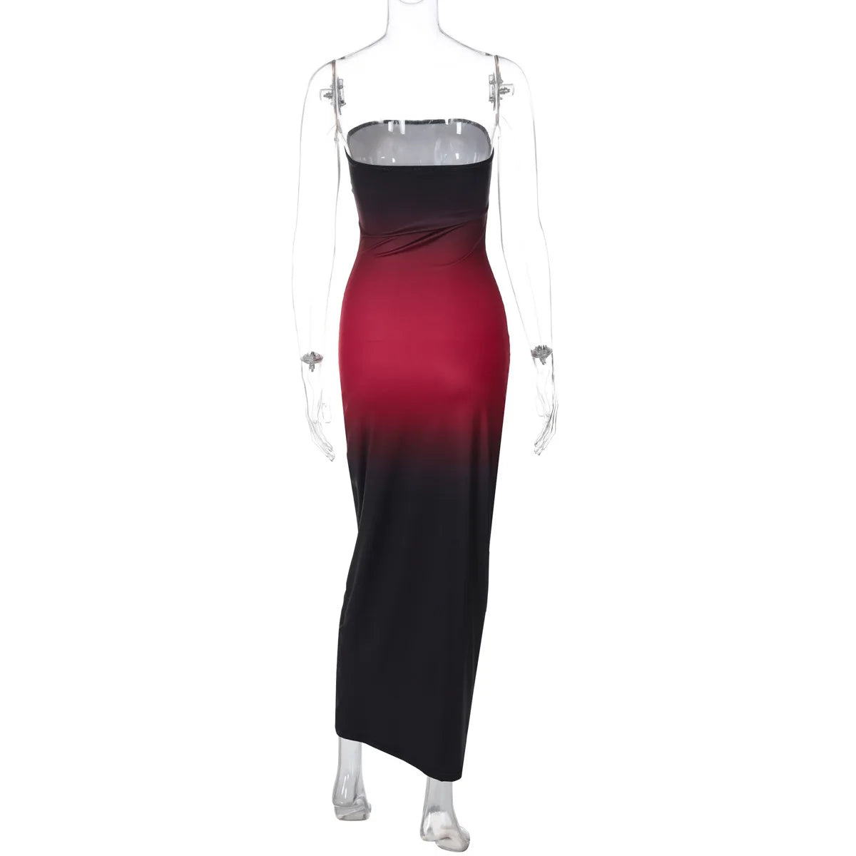Strapless Black-Red Gradient Long Dress Mssaz Desses