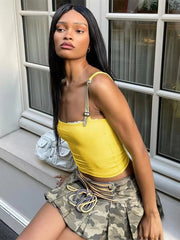 Street Sleeveless Lace Patchwork Camis Crop Tops Mssza
