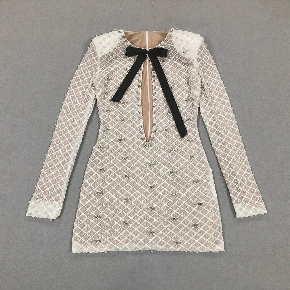 Pearl Sequin Mini Long Sleeve Party Dress Mssaz Desses