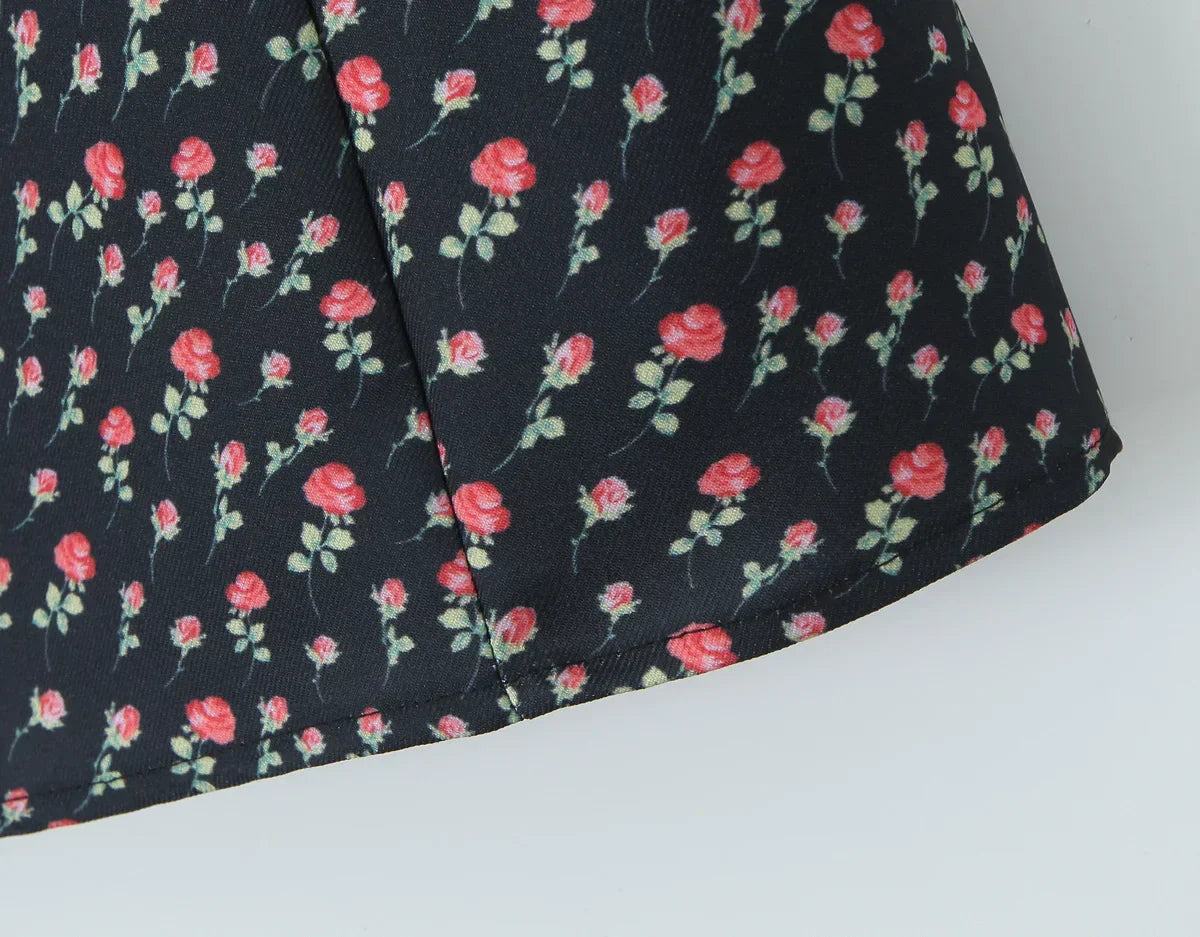 Flower Print Embroidery Lace Slash Collar Mini Dress Mssaz Desses