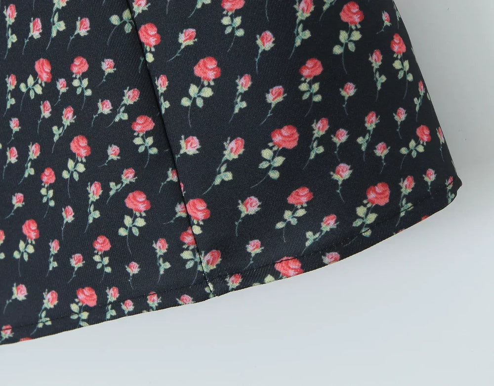 Flower Print Embroidery Lace Slash Collar Mini Dress Mssaz Desses