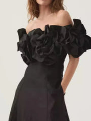 Slash Neck 3D Flower Mini Dress Mssaz Desses