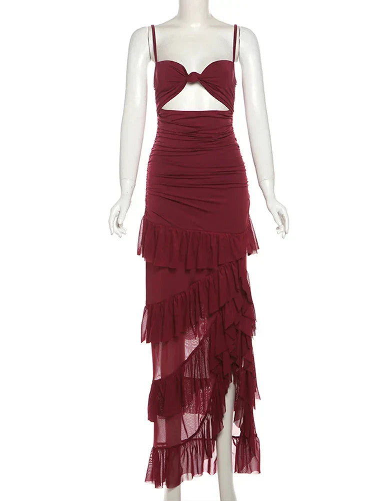 Ruffle Stacked Pleated Long Dress Mssaz Desses