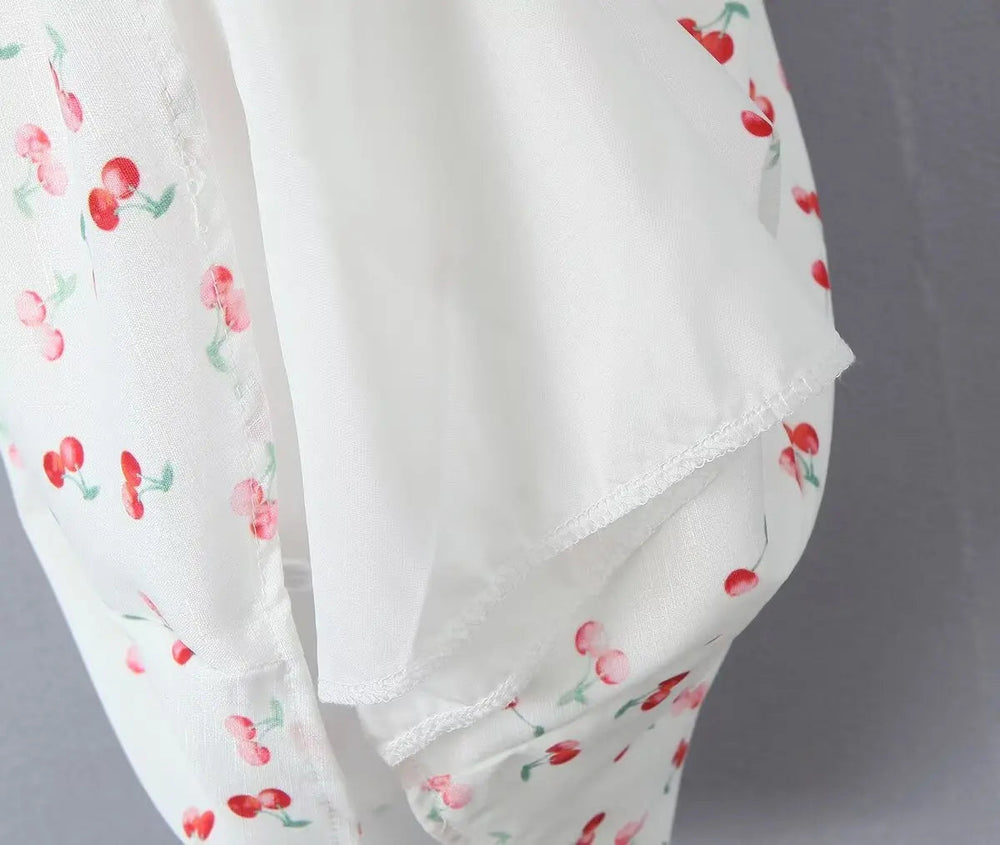 Cherry Print Sleeveless Mini Dress Mssaz Desses