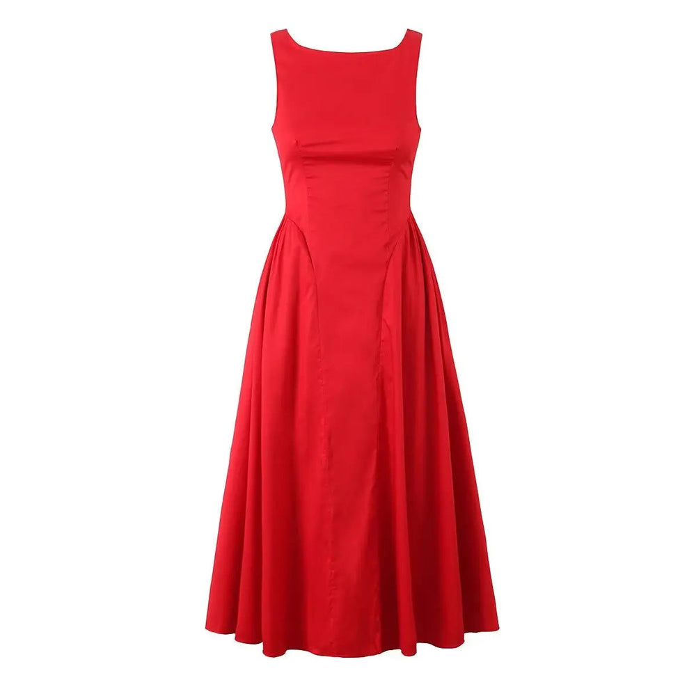 Solid Halter Backless Long Dress Mssaz Desses