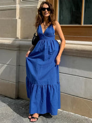 Patchwork Sleeveless Solid Maxi Dress Mssaz Desses