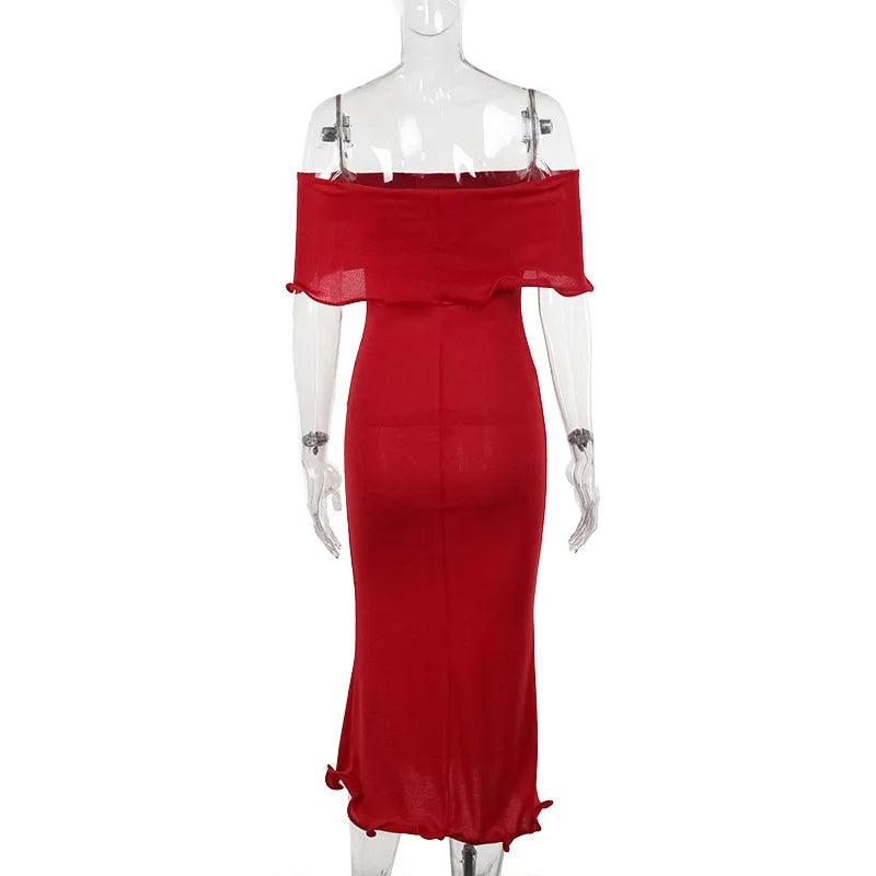 Ruffled Backless Midi Party Dress Mssaz Desses
