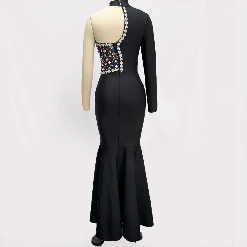 Black Diamond Maxi Dress Turtleneck Mssaz Desses