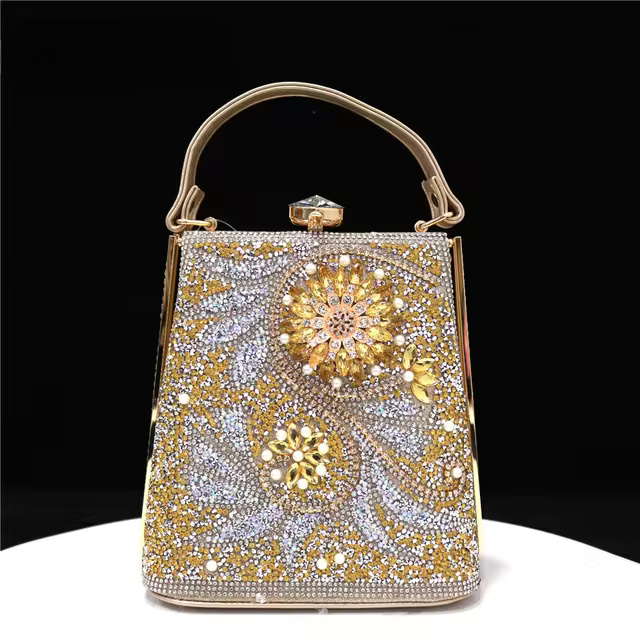 Water Diamond Print Pearl Luxury Party Handbag Mssza