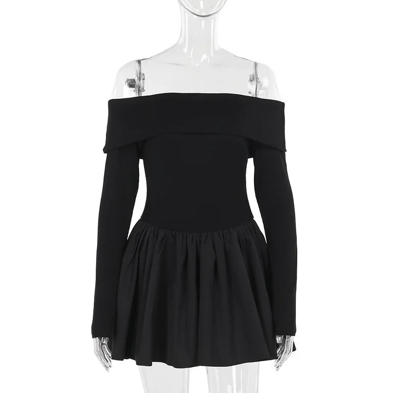 Off Shoulder Backless Slash Neck Mini Dress Mssaz Desses