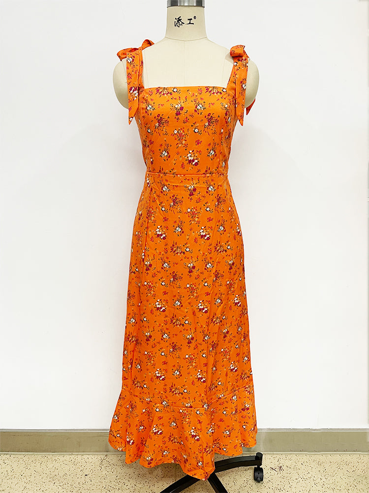 Green Basic Vintage Beach Tank Elegant Retro Floral Long Vestidos Belt Yellow Mssaz Desses