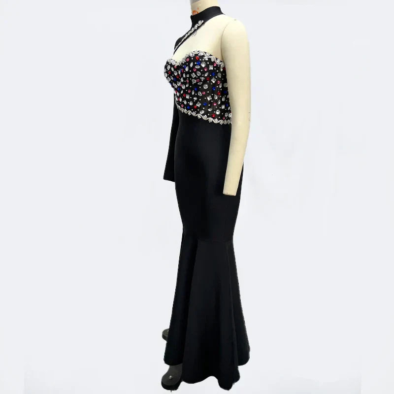 Black Diamond Maxi Dress Turtleneck Mssaz Desses