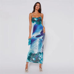 Blue Boho Printed Yellow Sundress Mssaz Desses