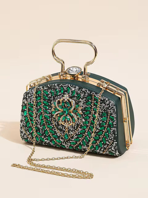 Elegant Beads Decor Mini Satchel Glitter Luxury Clutch Mssza