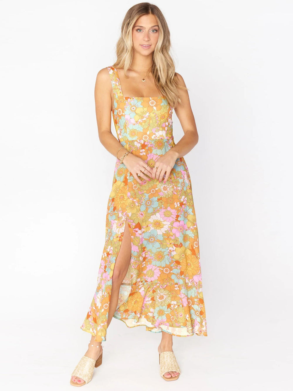 Green Basic Vintage Beach Tank Elegant Retro Floral Long Vestidos Belt Yellow Mssaz Desses