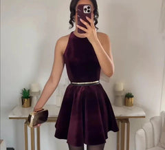Solid Tank Velvet Mini Dress Mssaz Desses