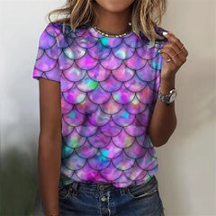 Vibrant Colorful Scales 3D Print Short Sleeve T Shirt Mssza