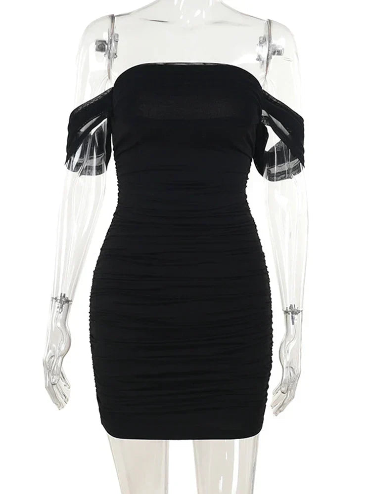 Off the Shoulder Short Sleeve Mini Dress Mssaz Desses