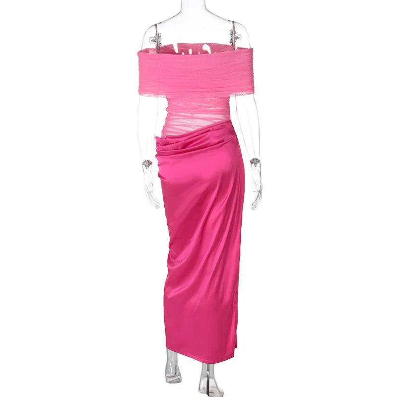 Off-the-Shoulder Strapless Backless Maxi Dress Mssaz Desses