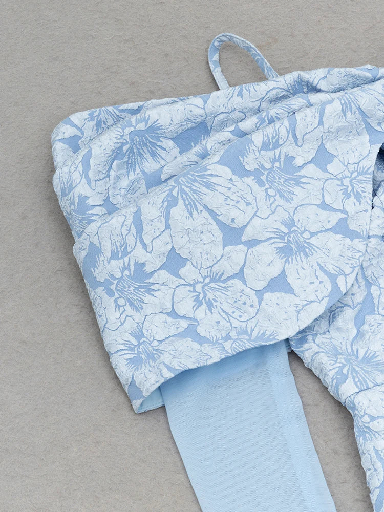 Sky Blue Mesh Sleeve Floral Dress Mssaz Desses