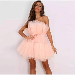 Off Shoulder Mesh Tutu Dress Bodycon Lace Short Dress Mssaz Desses