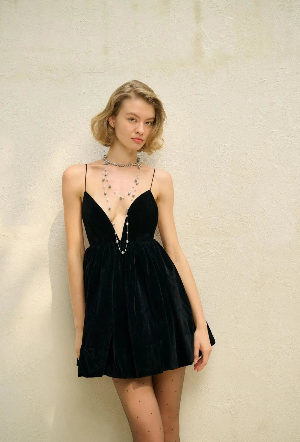 Velvet Deep V Neck Mini Lantern Dress Mssaz Desses