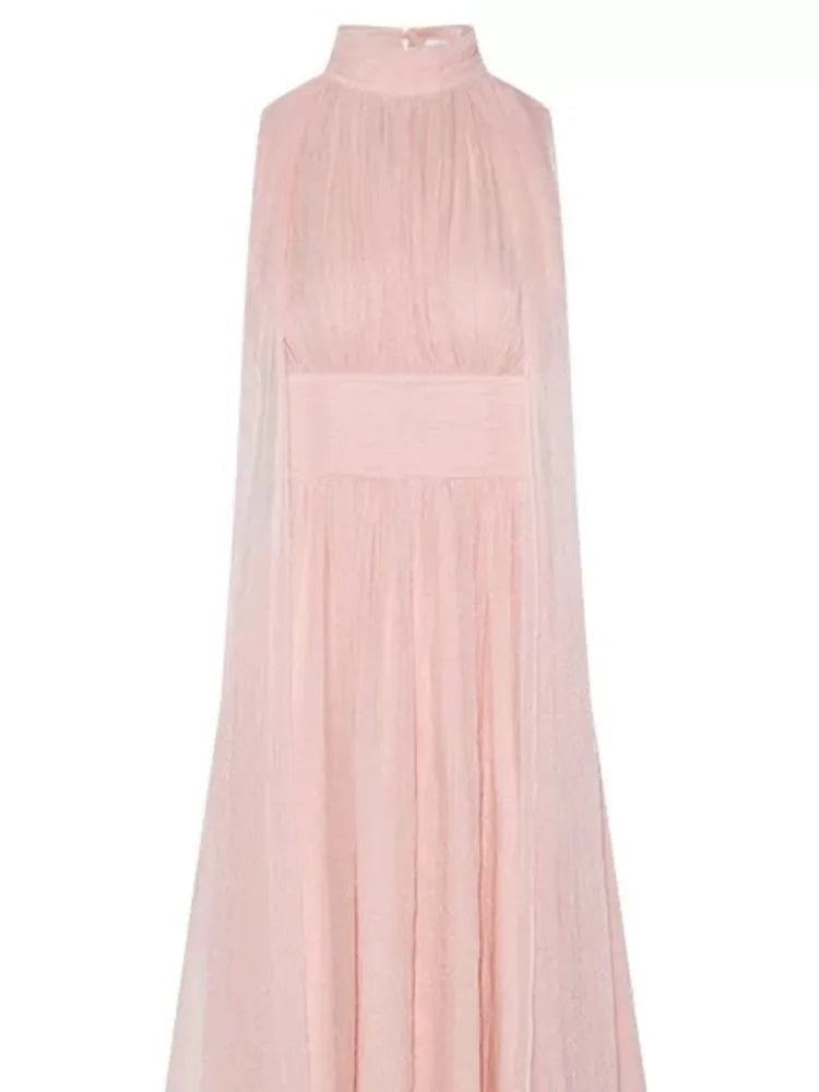 Ribbon Sleeveless Pleated Solid Long Dress Mssaz Desses