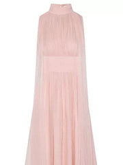 Ribbon Sleeveless Pleated Solid Long Dress Mssaz Desses