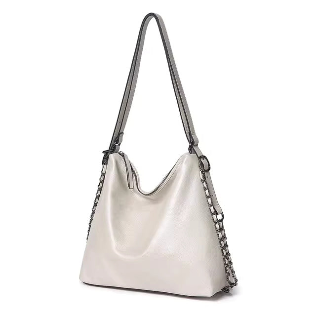 Stylish Large Capacity Chain Genuine Leather Shoulder Bag Mssza