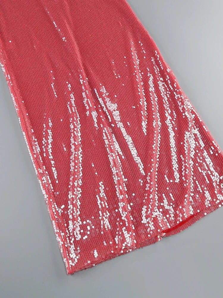 Halter Sheer Sequins Long Dress Mssaz Desses