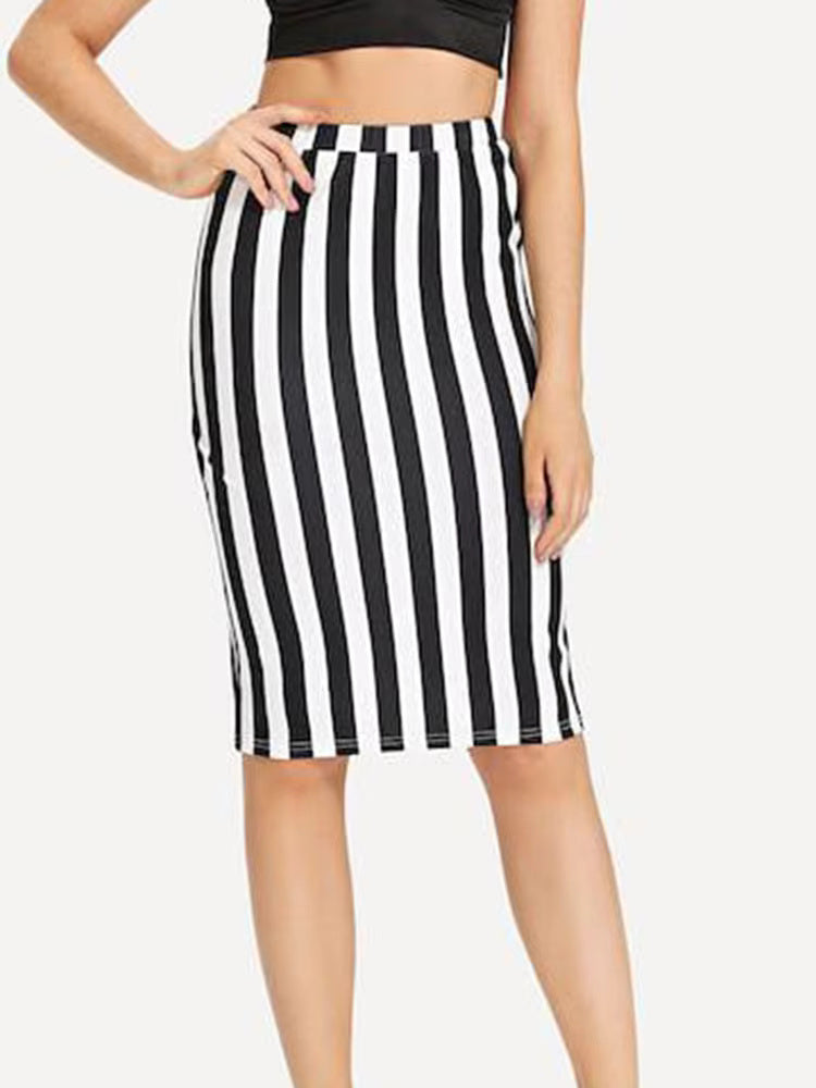 Striped Printed casual High Waist Elastic Pencil Skirts Mssza