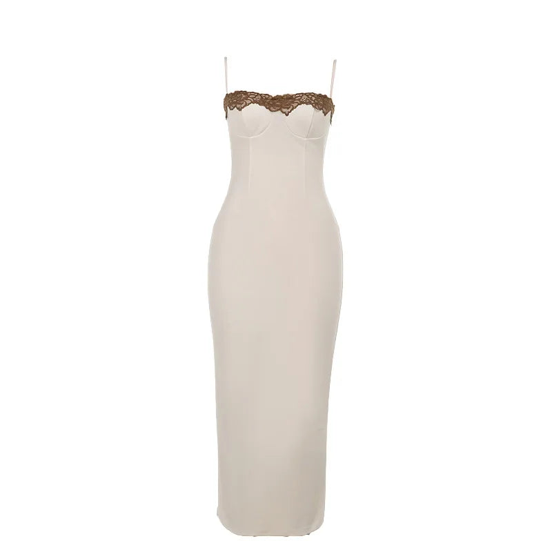 Lace Patchwork Spaghetti Strap Dress Mssaz Desses