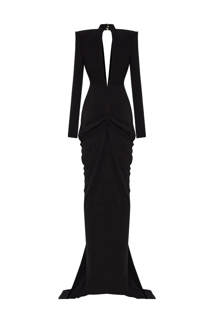 Deep V Neck Long Sleeves Black Maxi Dress Party Gown Mssaz Desses
