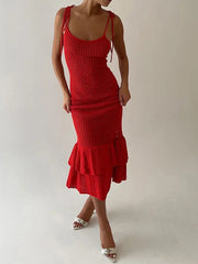 Ruffle Knit Midi Dress Mssaz Desses