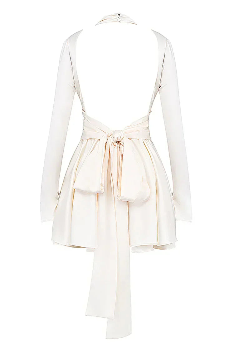 White Satin Mini Dress Mssaz Desses