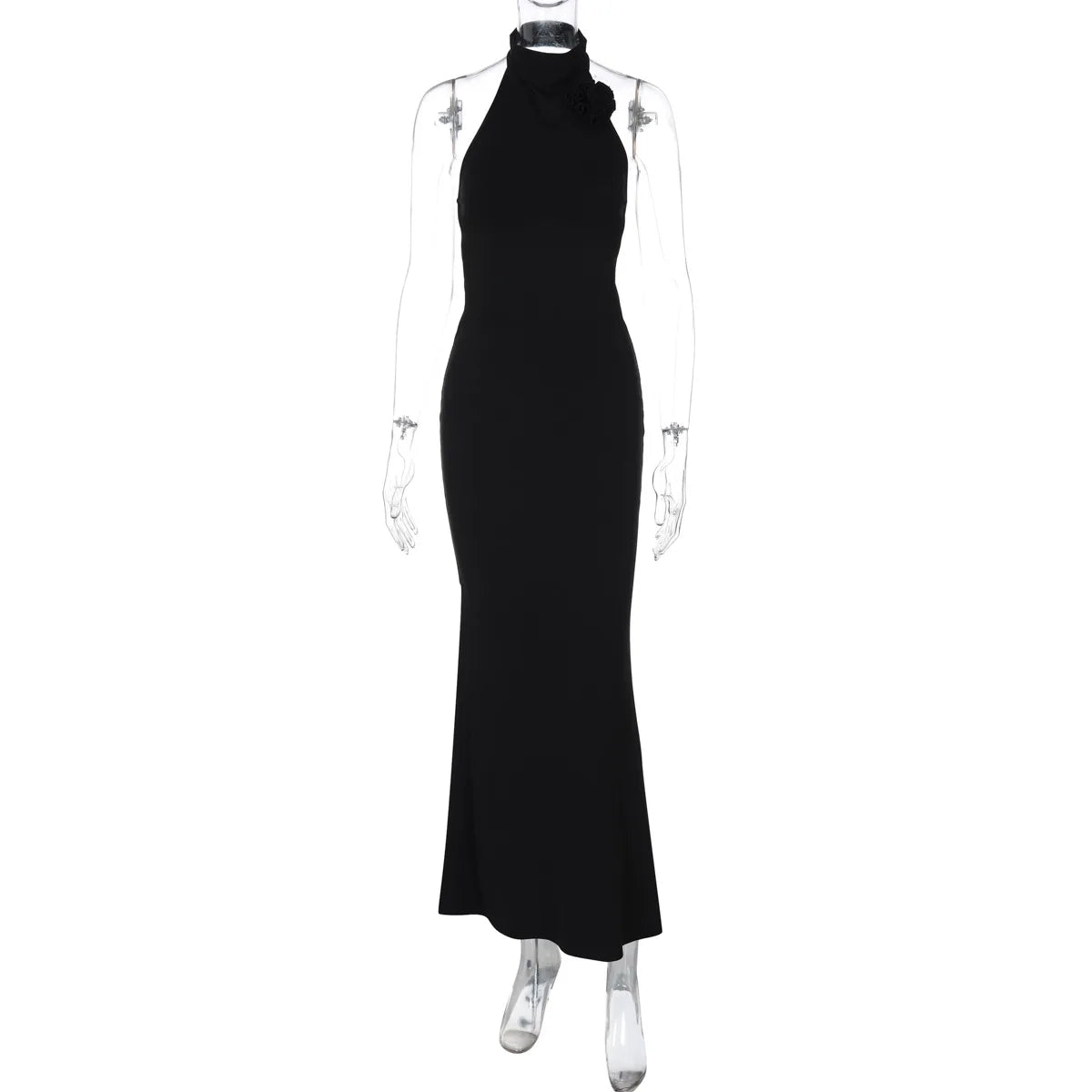 Halter Flower Backless Maxi Dress Mssaz Desses