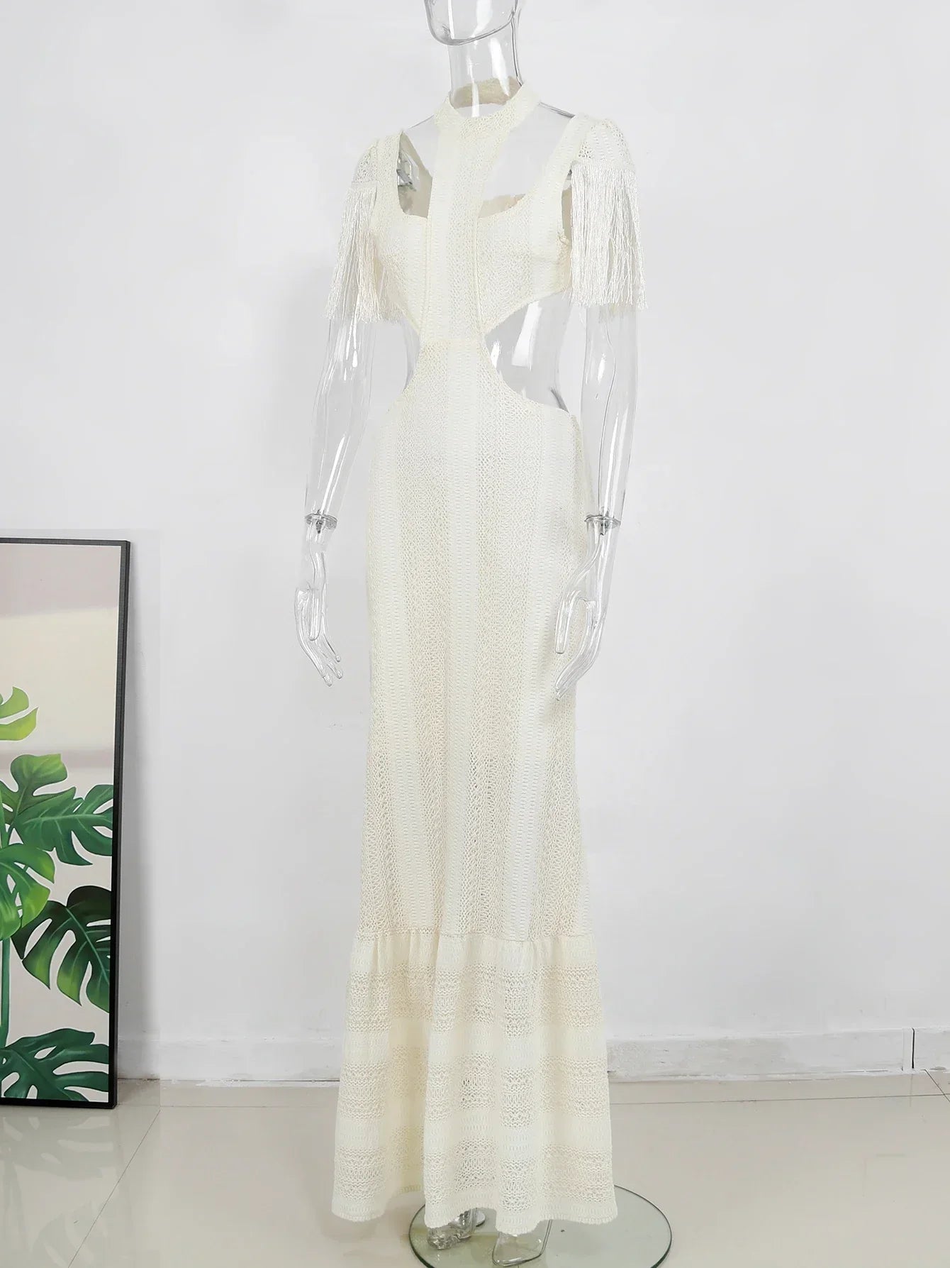 Deep V-Neck Tassel Long Party Dress Mssaz Desses