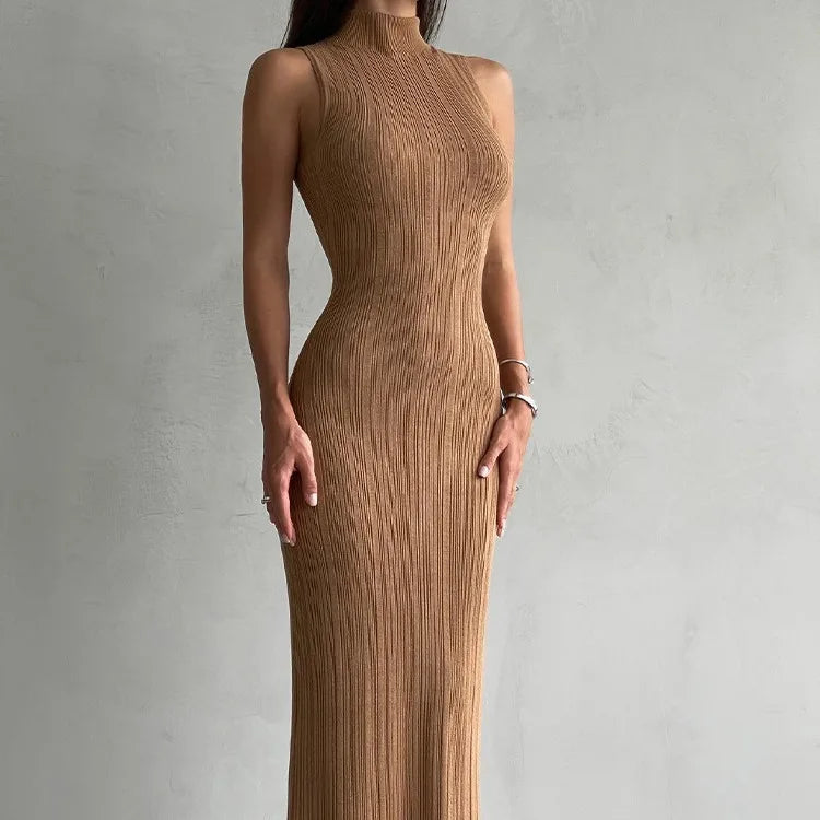 Sleeveless Turtleneck Maxi Dress Mssaz Desses