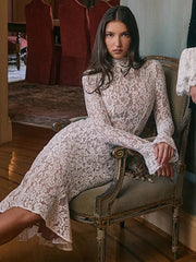 Lace Half High Neck Fishtail Dress Mssaz Desses