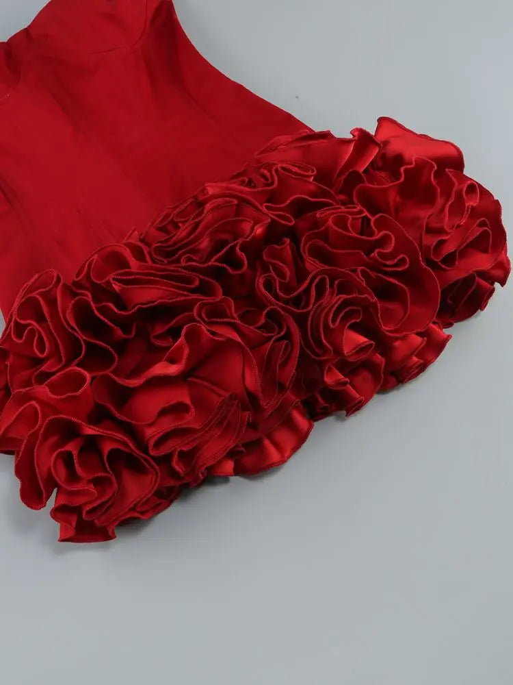 Red Flower Strapless Luxury Party Dress Mssaz Desses