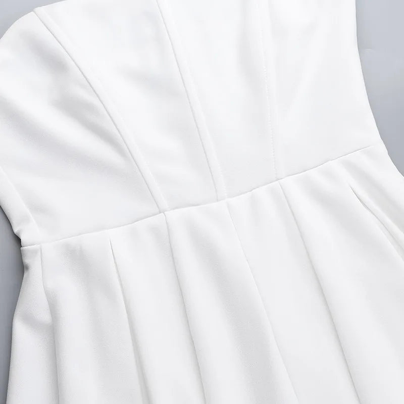 Elegant Strapless Corset A Line Solid Mini Dress Mssaz Desses