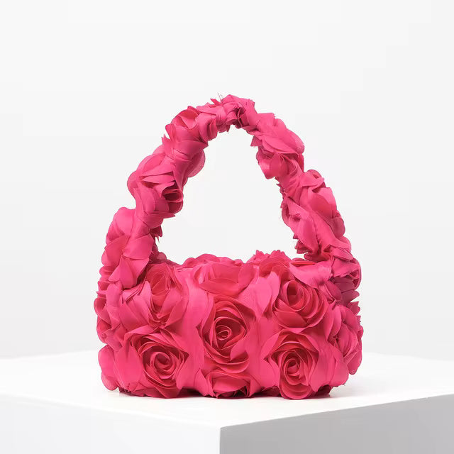 Elegant Rose Pattern Cute Small Square Handbag Mssza
