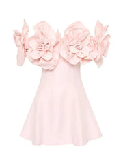 Slash Neck 3D Flower Mini Dress Mssaz Desses