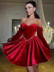 Velvet Strapless Mini Dress Off Shoulder Party Outfit Mssaz Desses