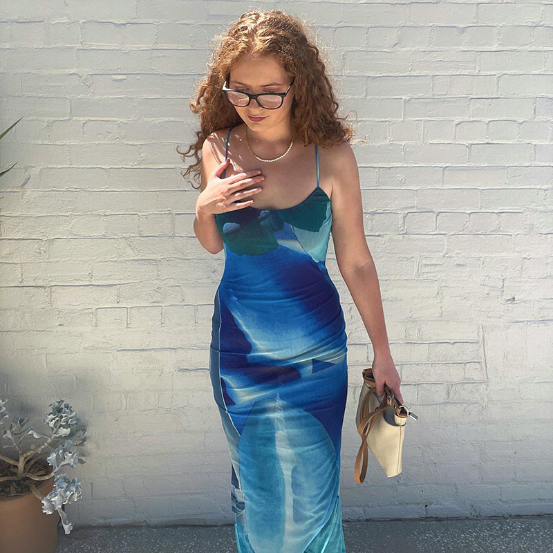Blue Boho Printed Yellow Sundress Mssaz Desses