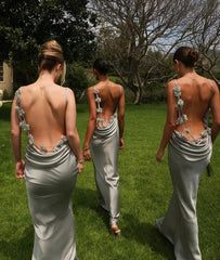 3D Flower Draped Open Back Maxi Dress Mssaz Desses
