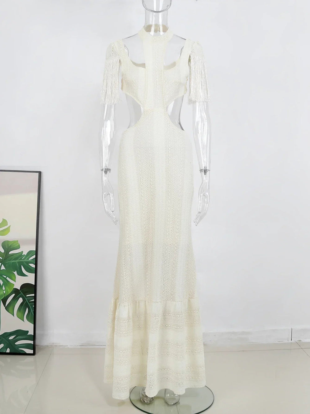Deep V-Neck Tassel Long Party Dress Mssaz Desses