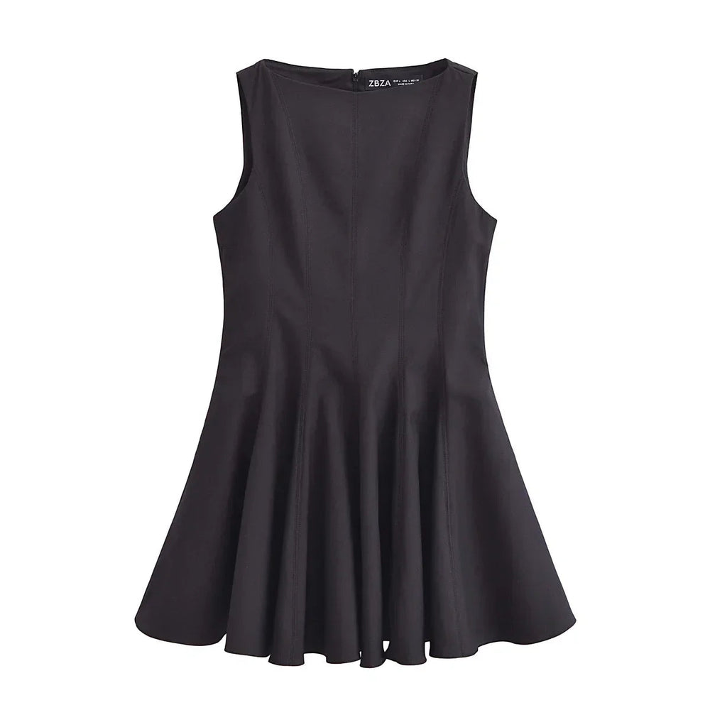 Sleeveless Pleated  Dress Mssaz Desses