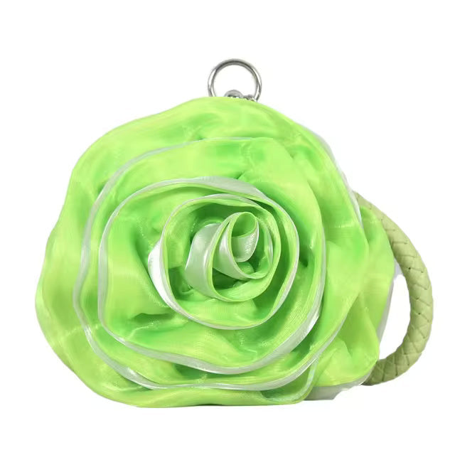 Casual Silk Satin Rose Flower Clutch Mssza