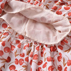 Cherry Print Ruffles Hem Trumpet Midi Dress Mssaz Desses